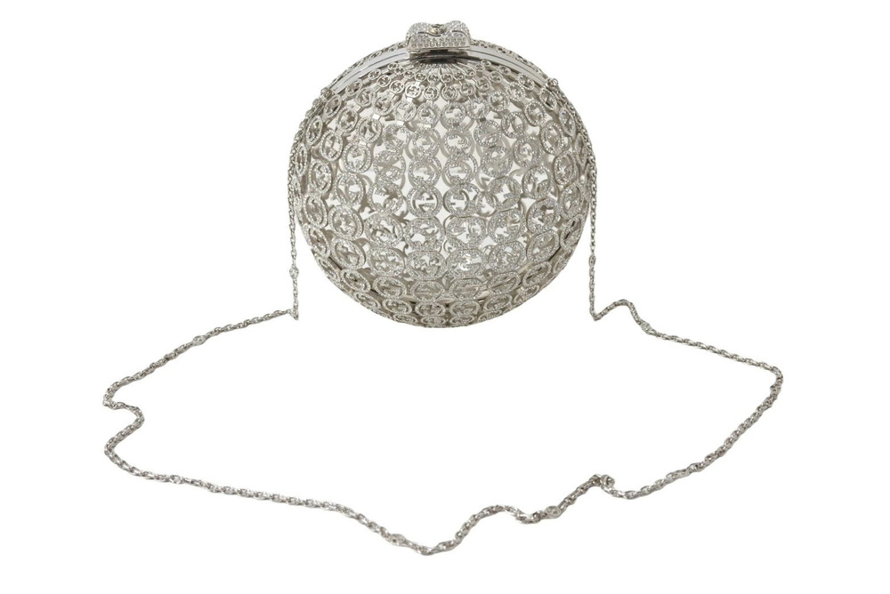 Gucci GG round metal shoulder bag Interlocking rhinestone